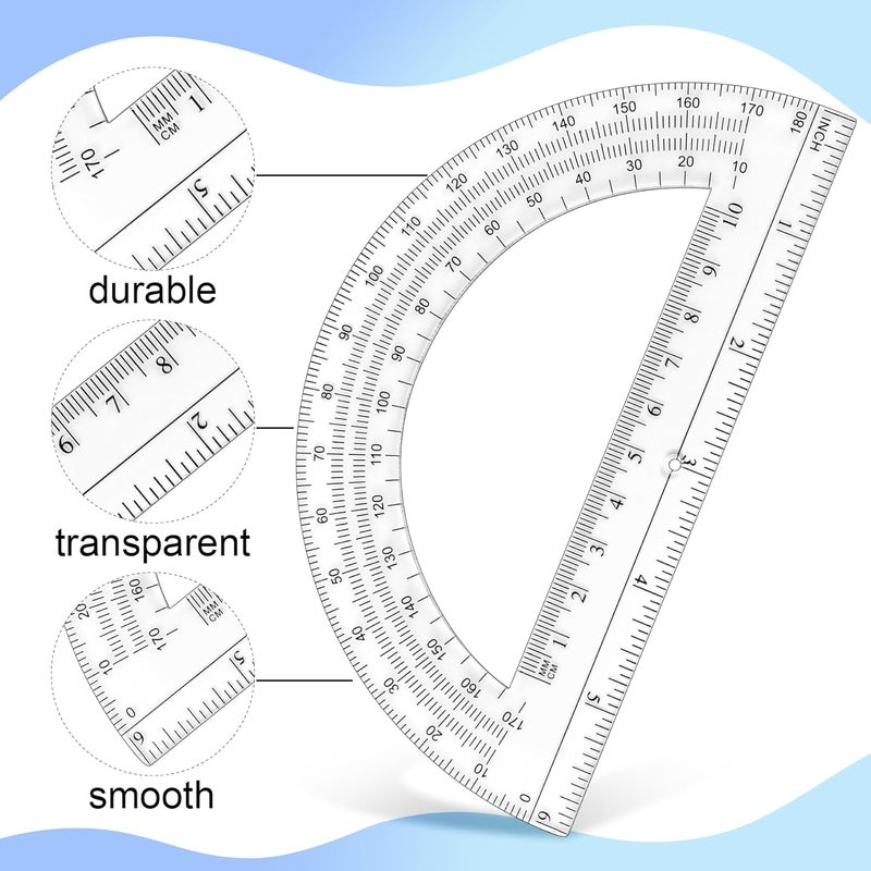 Unjoo Plastic Protractor Math Protractors 180 Degrees for Geometry Classroom Student School Office Supplies, 6 Inch, Pack of 2 (Purple) - Image 3